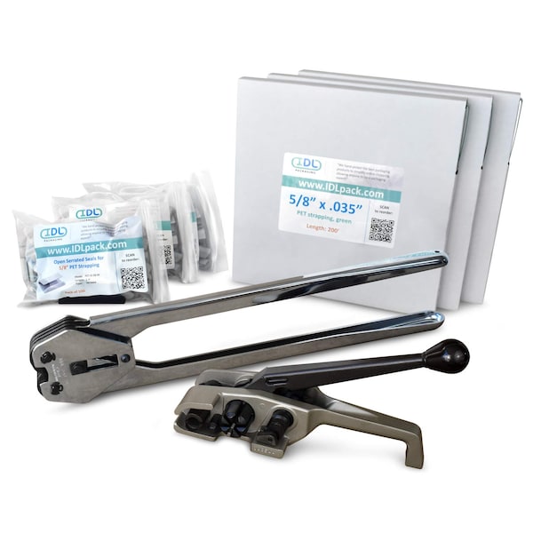 Idl Packaging 5/8" HD Polyester Strapping Kit, 600 Ft. Tensioner/Sealer PM.PSK.58.600 - main